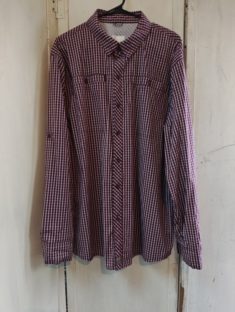 Reel Legends Men’s Burgundy Check Long Sleeve Fishing Shirt